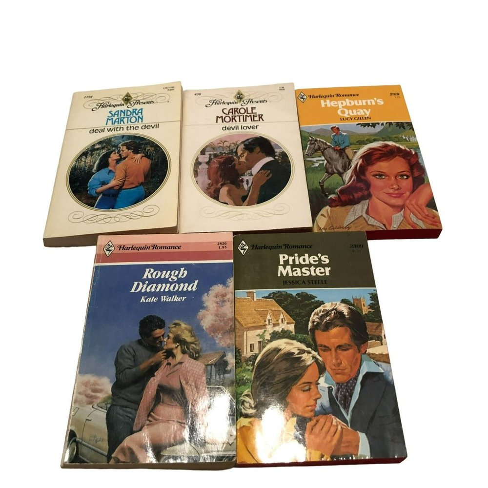 Vintage 80s Harlequin Romance Novels Paperback Various Authors & Titles Lot of 5
